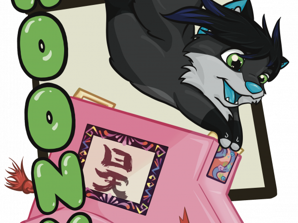 A badge image of a cartoon fox riding on a vehicle.