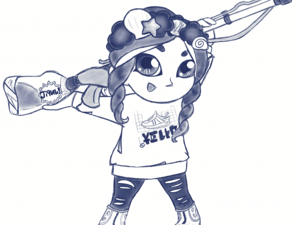Conestick A sketch of a player's character from Splatoon 3.