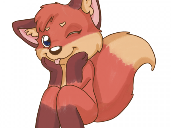 Blep A cartoon fox sitting and looking cute with her tongue sticking out.