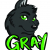 A cartoon rendering of a gray wolf.