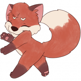 A cartoon fox dancing.